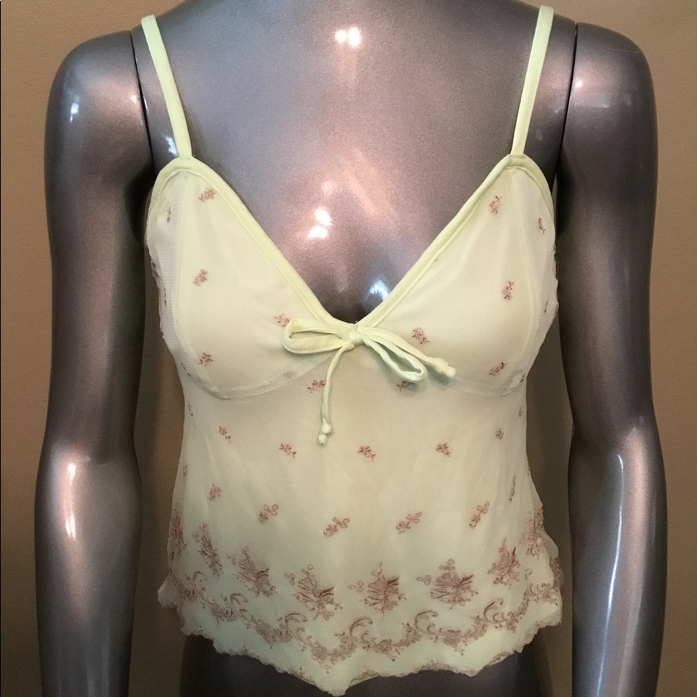 Vintage Hourglass lime cropped tank top blouse